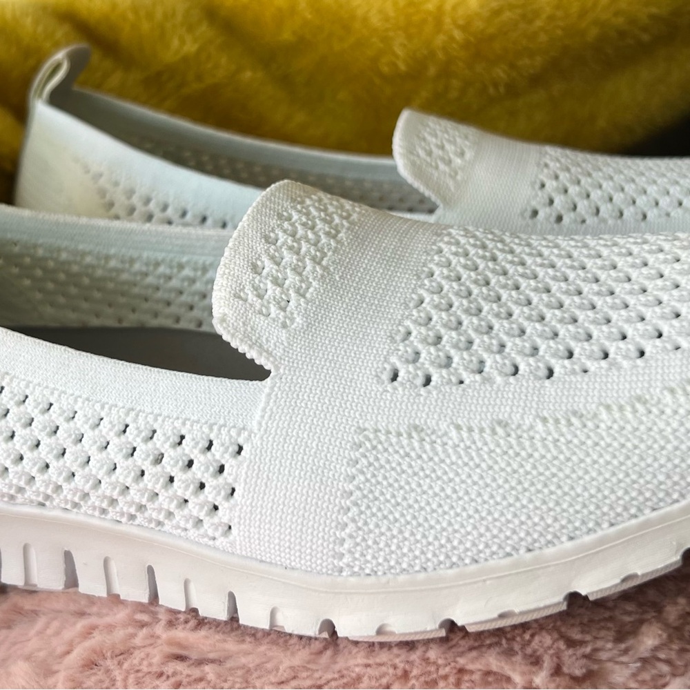 Cole Haan White Flats Breathable Knit Design